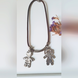 Boy and Girl Pendant 925 Sterling Silver Charm, Girl Charm,‎ Children Charm, Boy